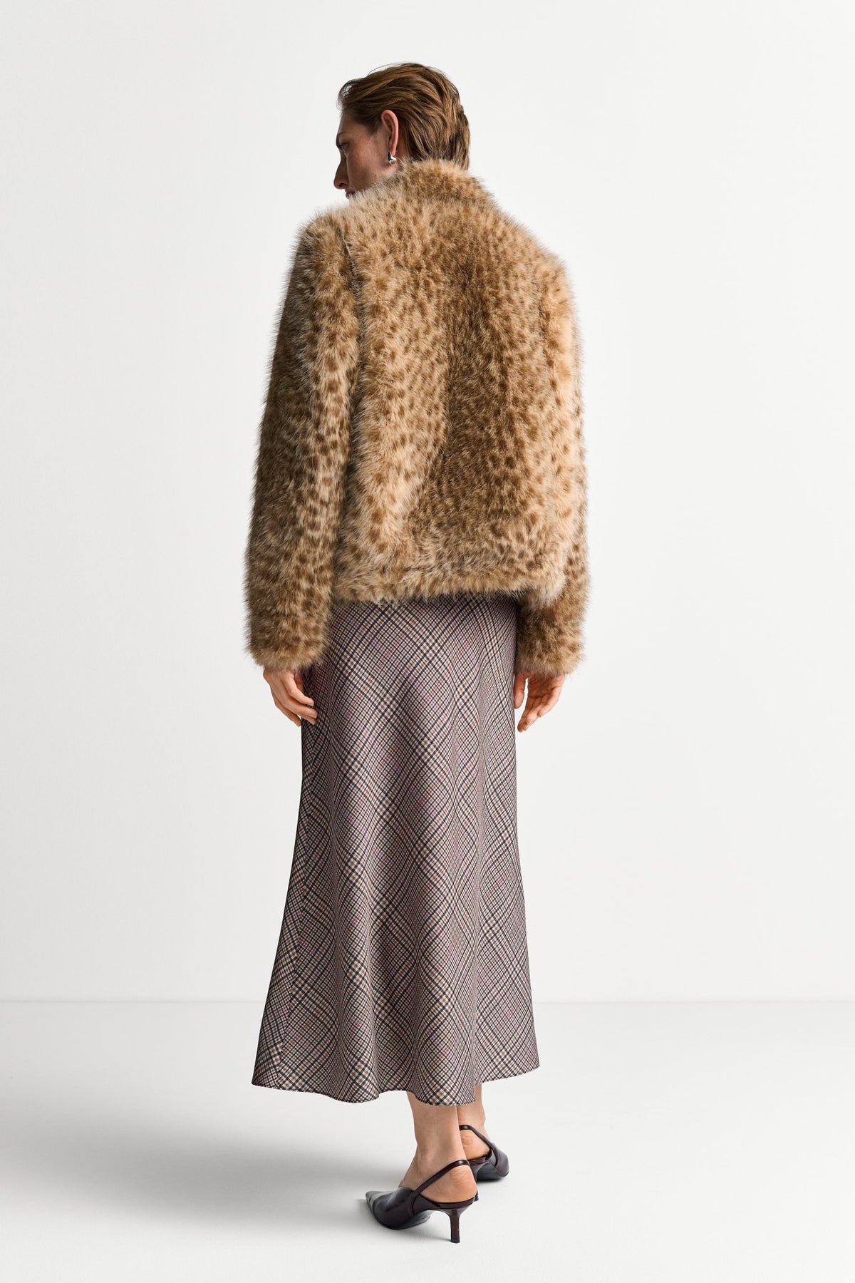 Kunstfelljacke mit Leoparden-Muster