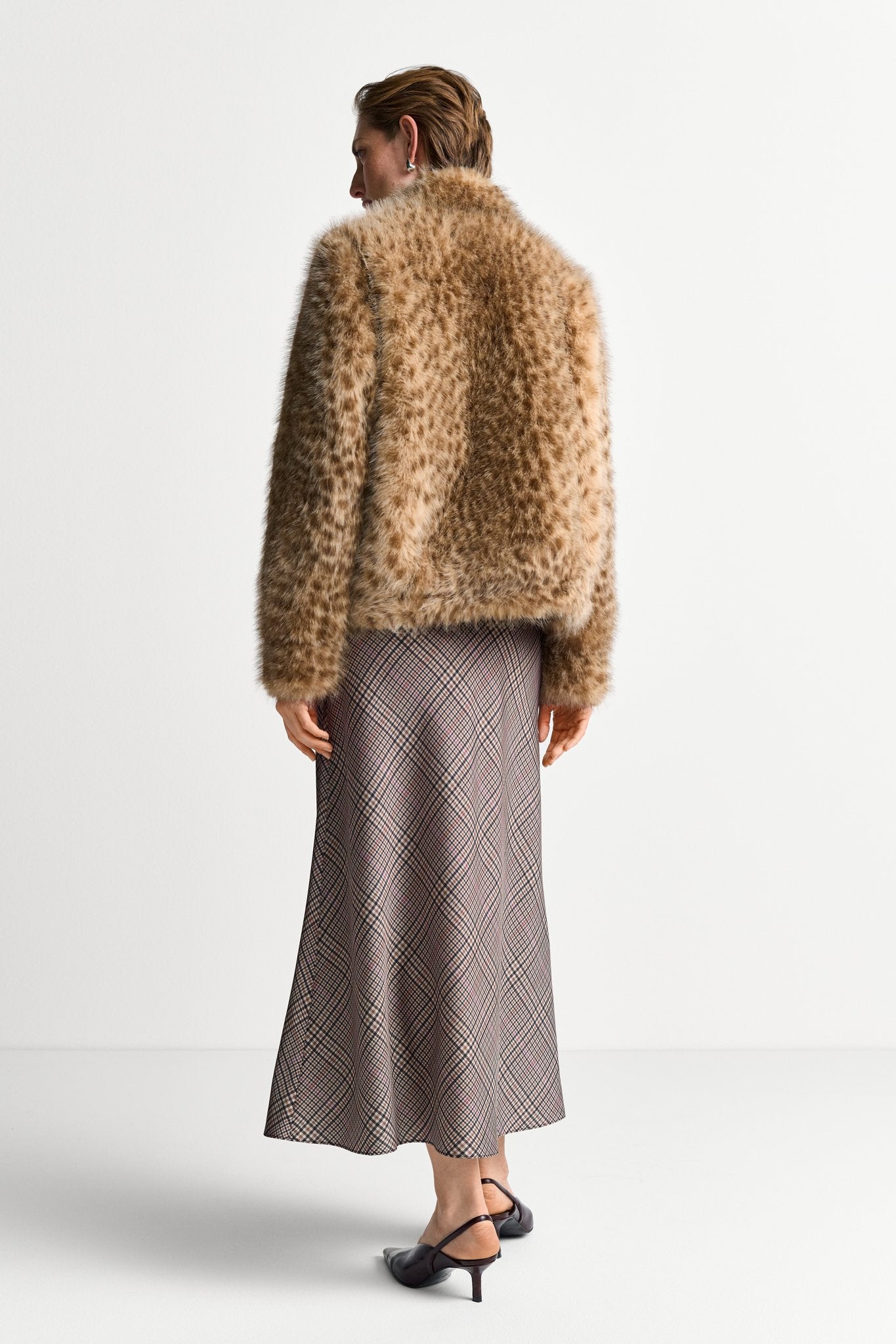 Kunstfelljacke mit Leoparden-Muster