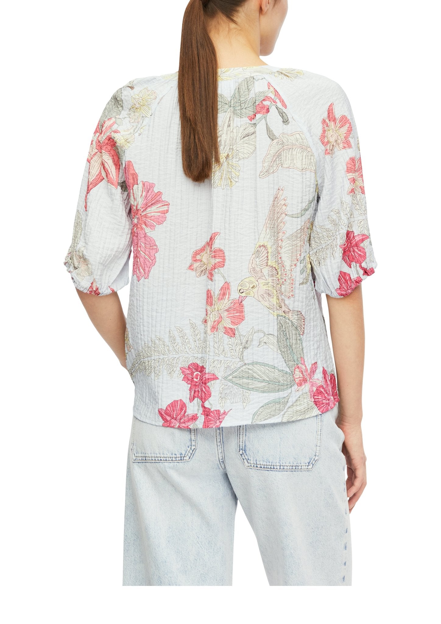 Tunika-Bluse mit floralem Print