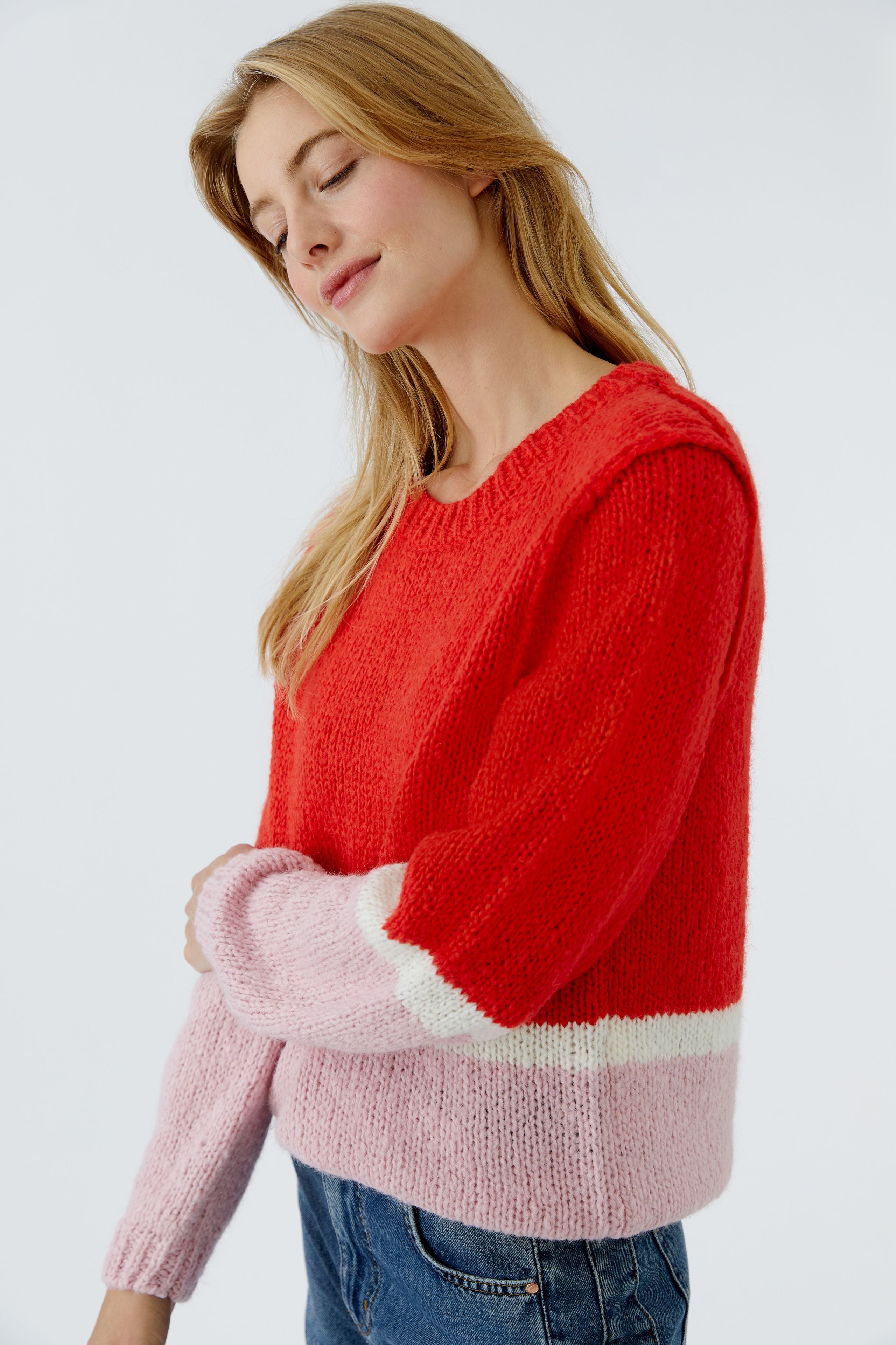 Oui Strickpullover Red Rose