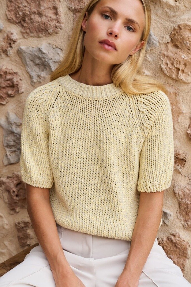 Yaya Strickpullover Reed Yellow Dessin
