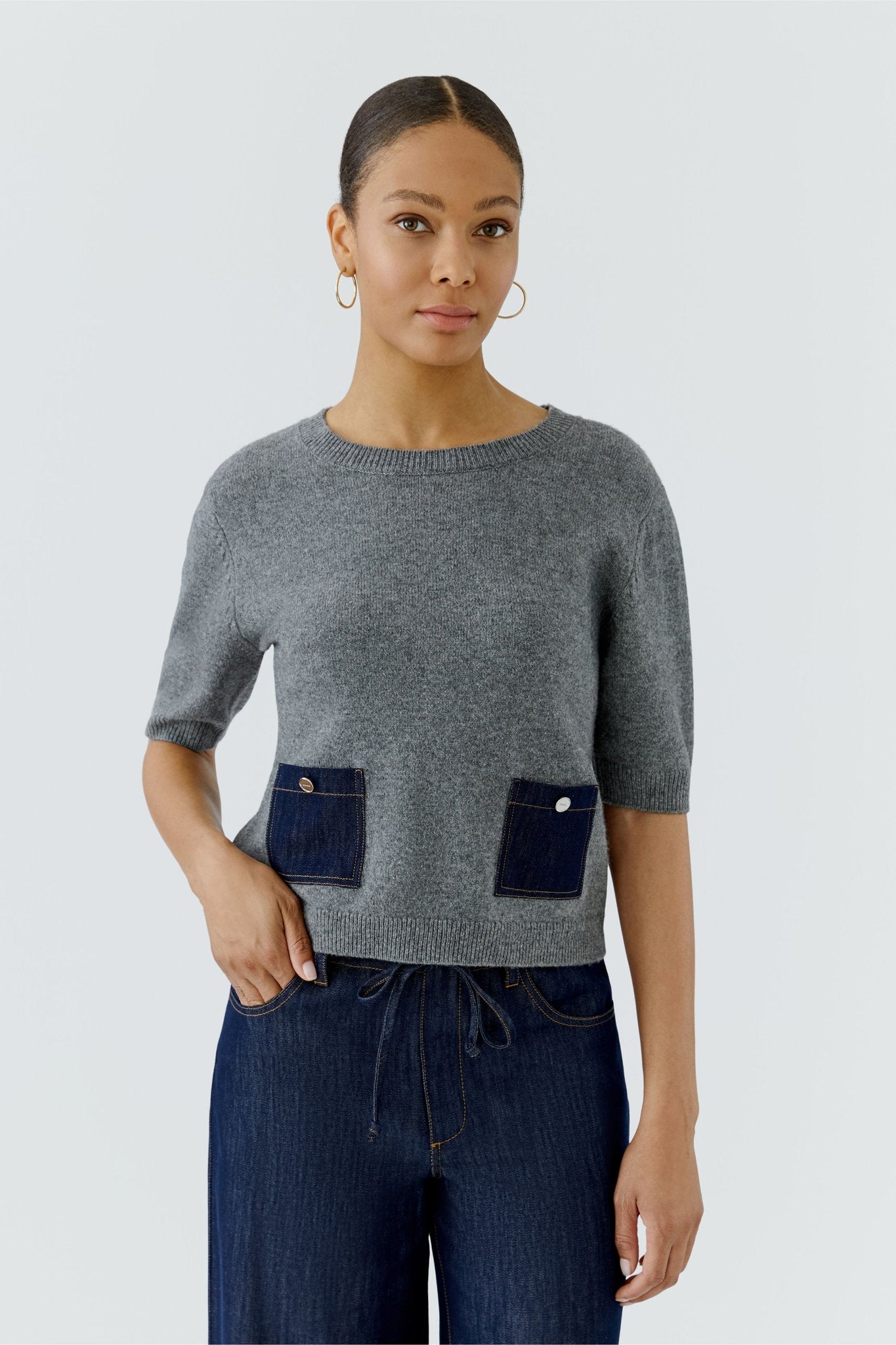 Oui Strickpullover Grey