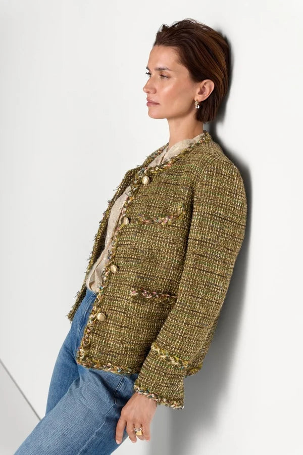 Tweed-Blazer mit Wollanteil