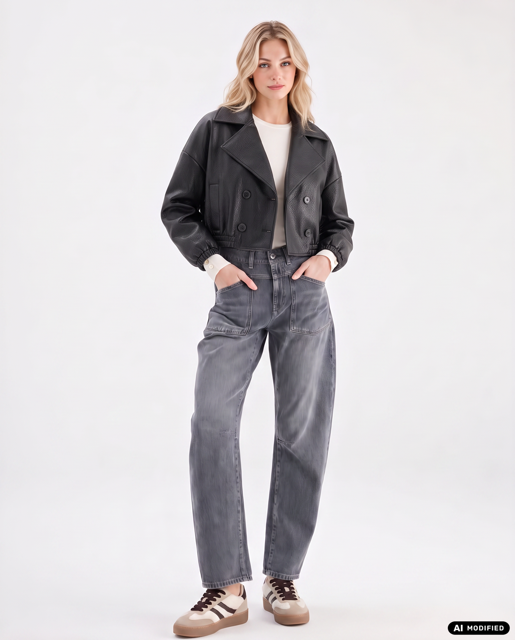 Kunstlederjacke mit Reverskragen