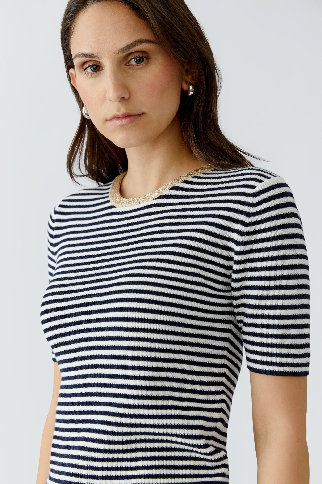 Oui Strickpullover Dk Blue White