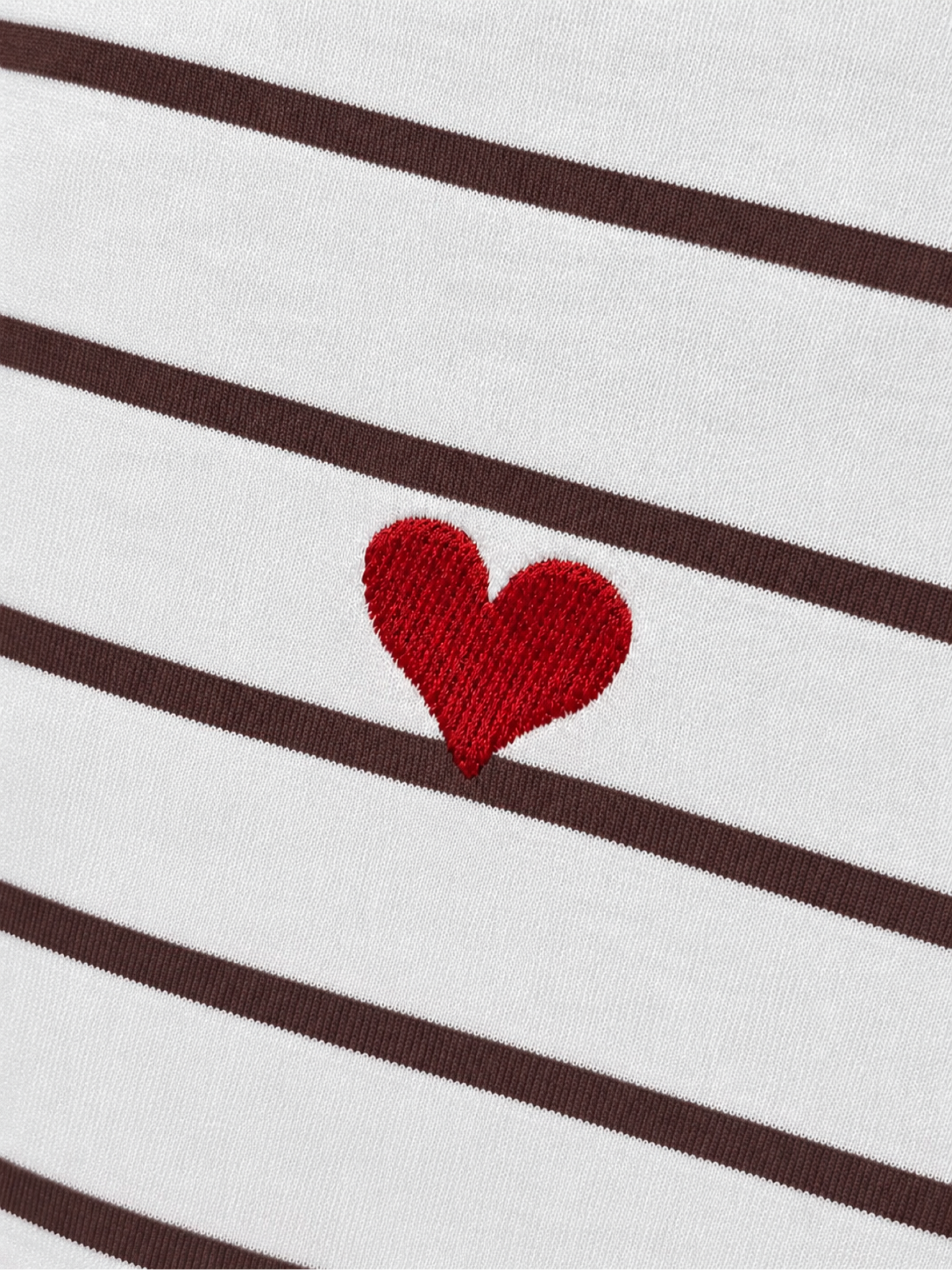 T-Shirt mit Streifen und Herz-Stick
