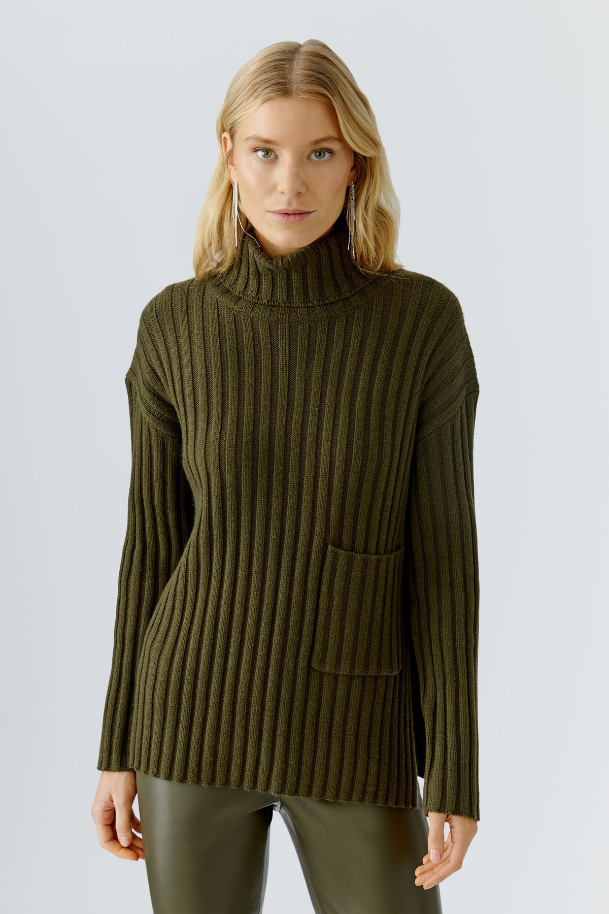 Oui Strickpullover Khaki