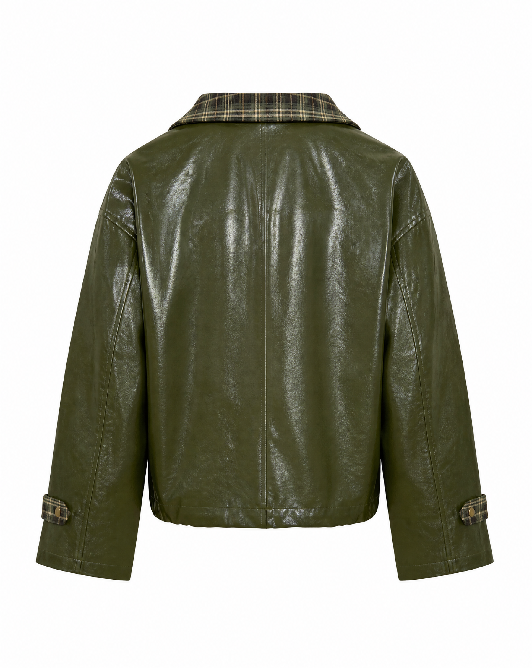 Kunstlederjacke mit Karokragen