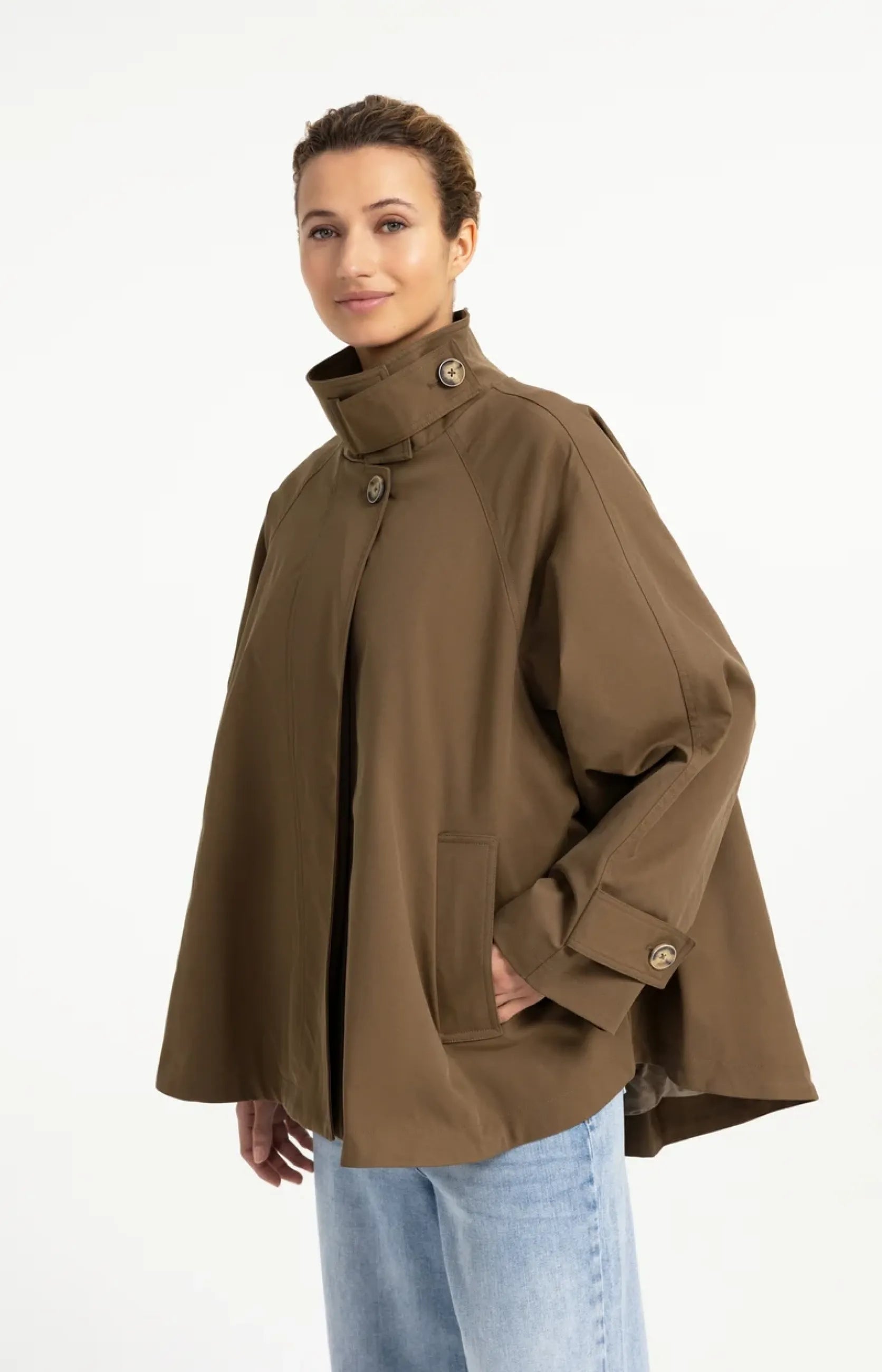 A-Linien-Trenchjacke mit Stehkragen