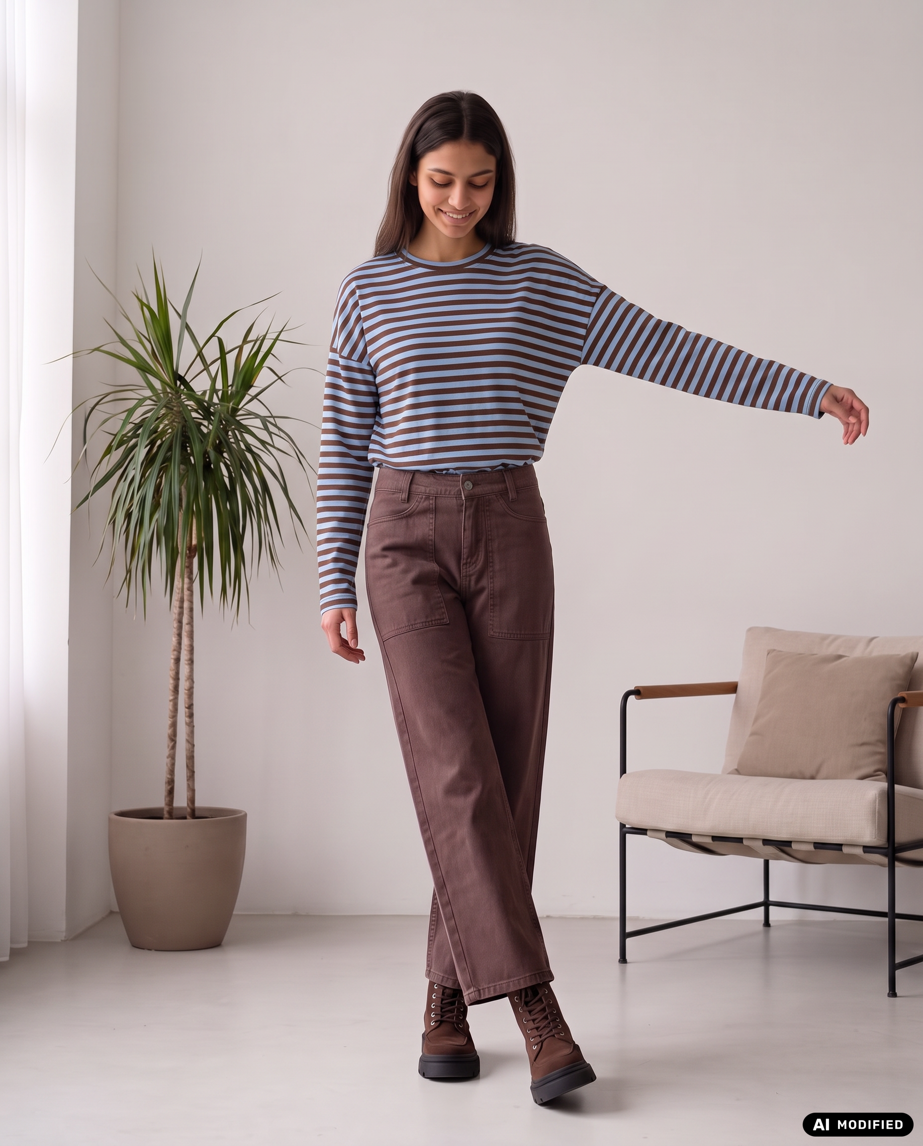 verkürztes Sweatshirt mit Streifen
