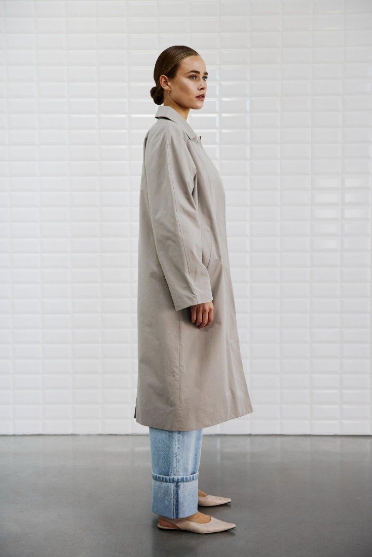 WithBlack Trenchcoats Grey Sand
