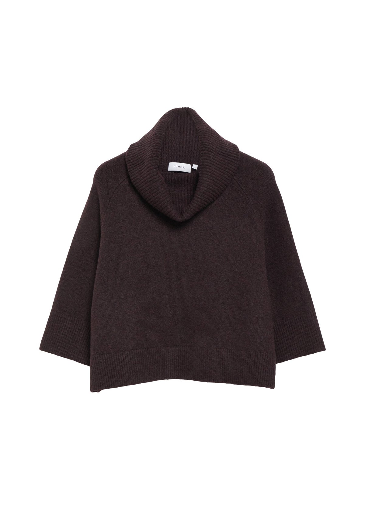 Poncho-Pullover mit weitem Rollkragen