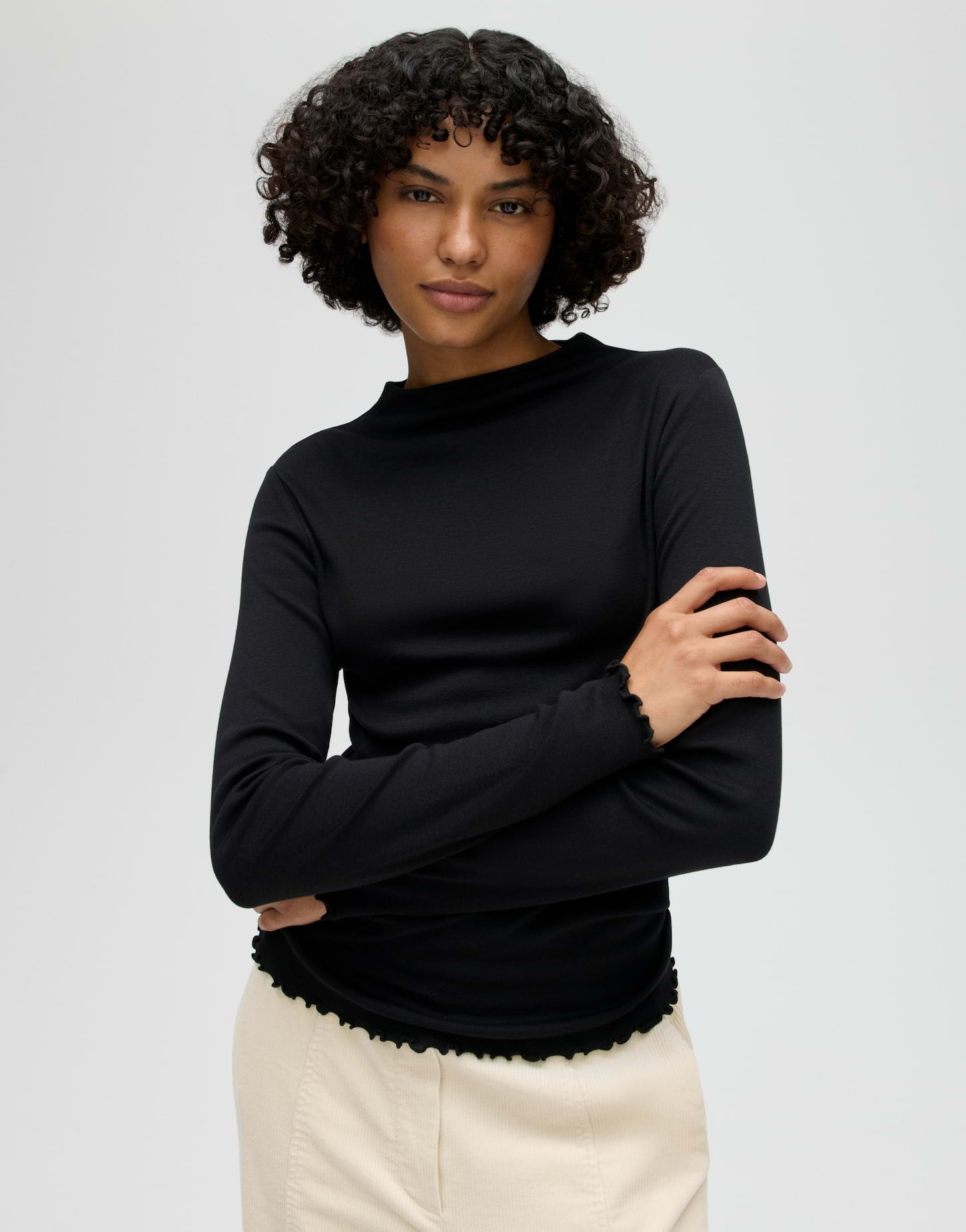 SONINCHEN Slim Rippshirt aus weichem Jersey