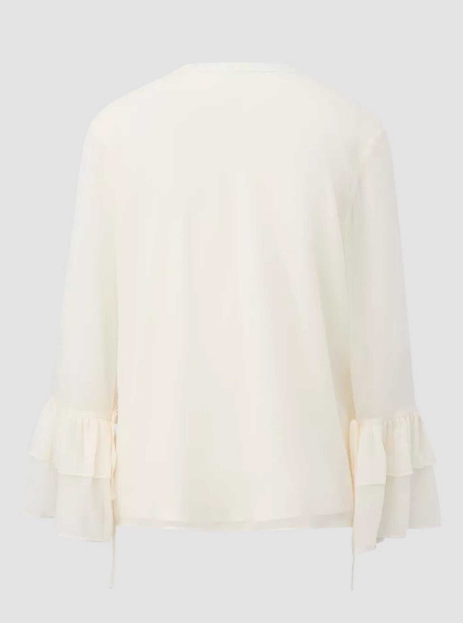 Strukturierte Chiffon-Bluse mit Volant-Ärmeln