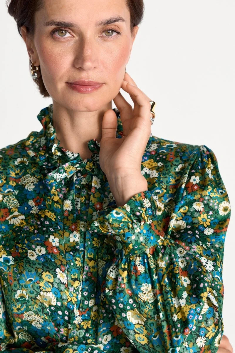 Schluppenbluse mit Blumenprint