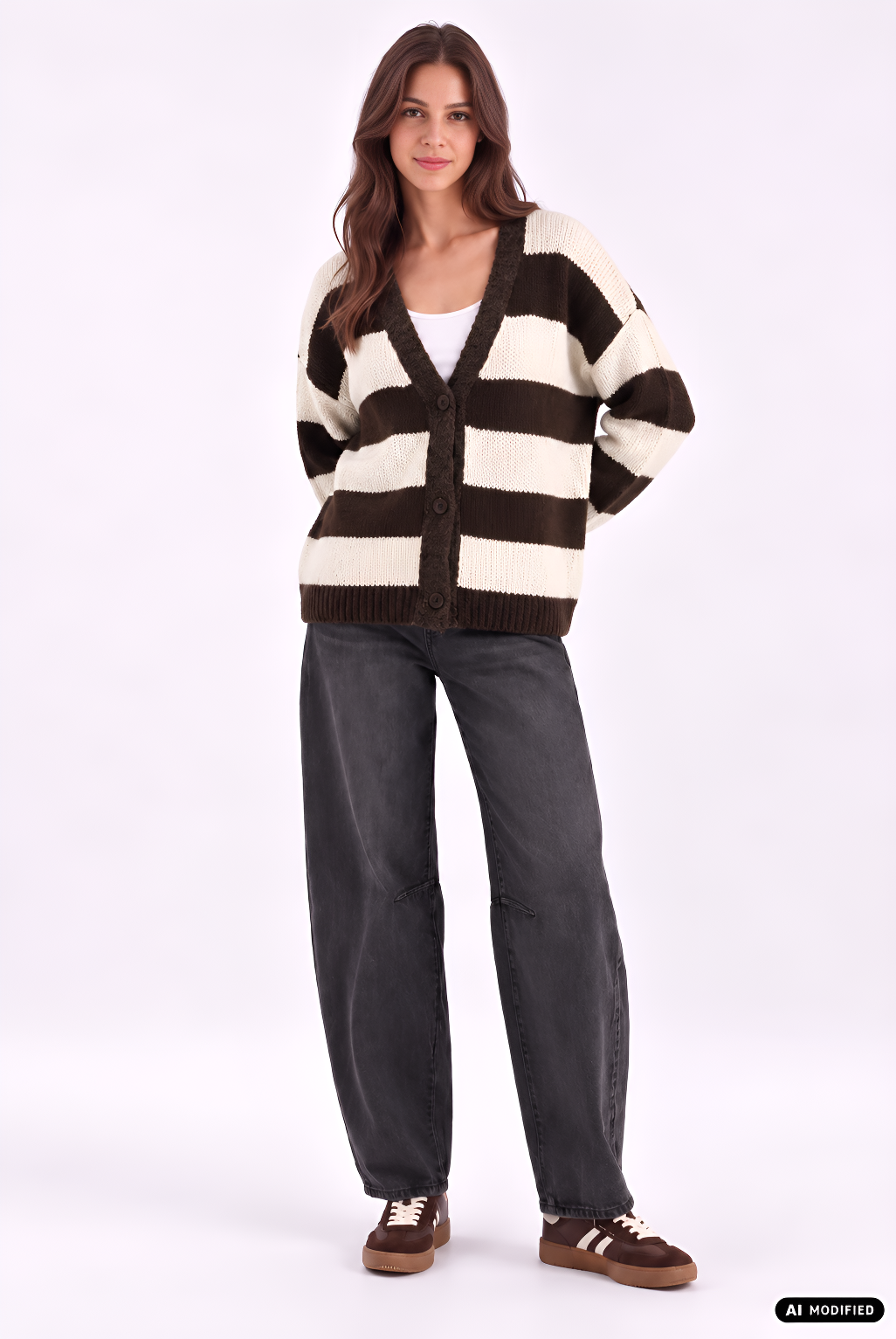Strickjacke mit Blockstreifen
