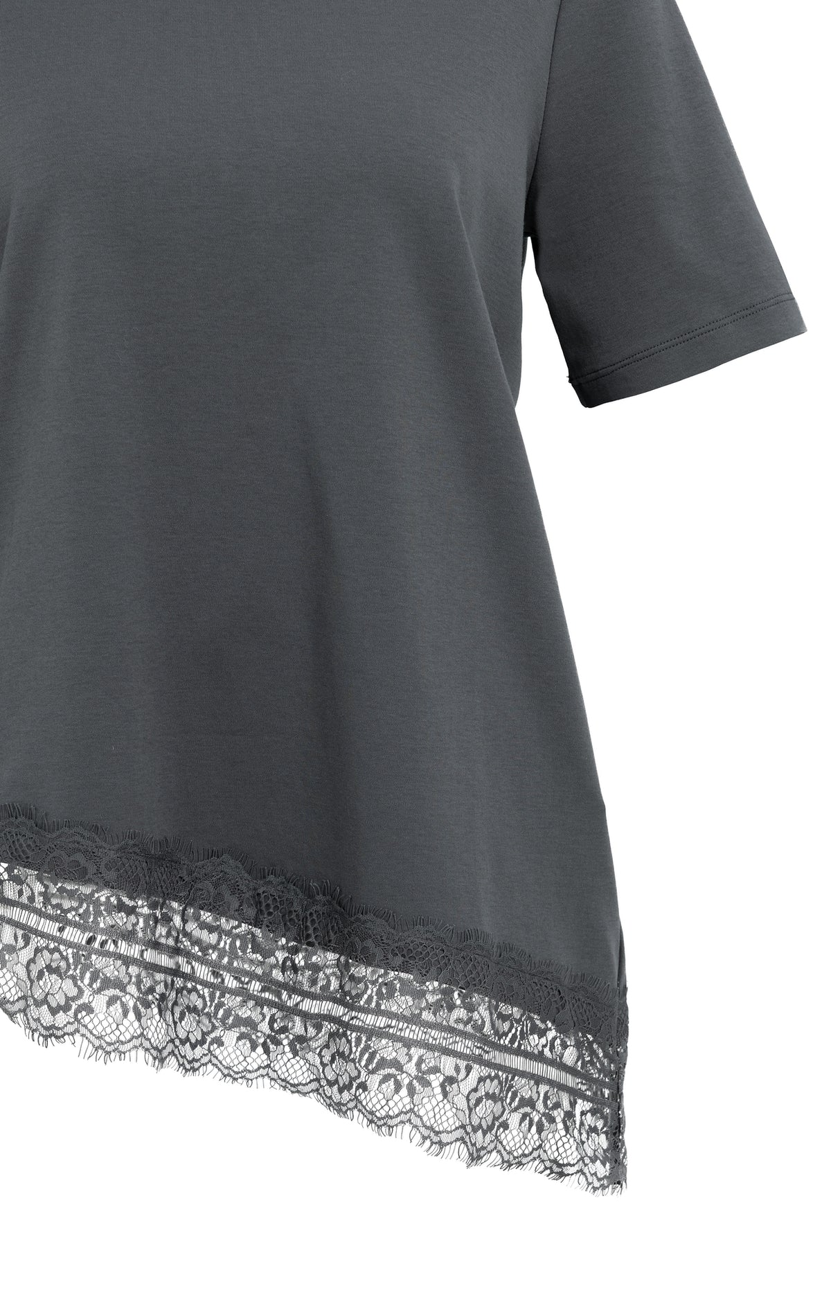 T-Shirt mit Spitzensaum