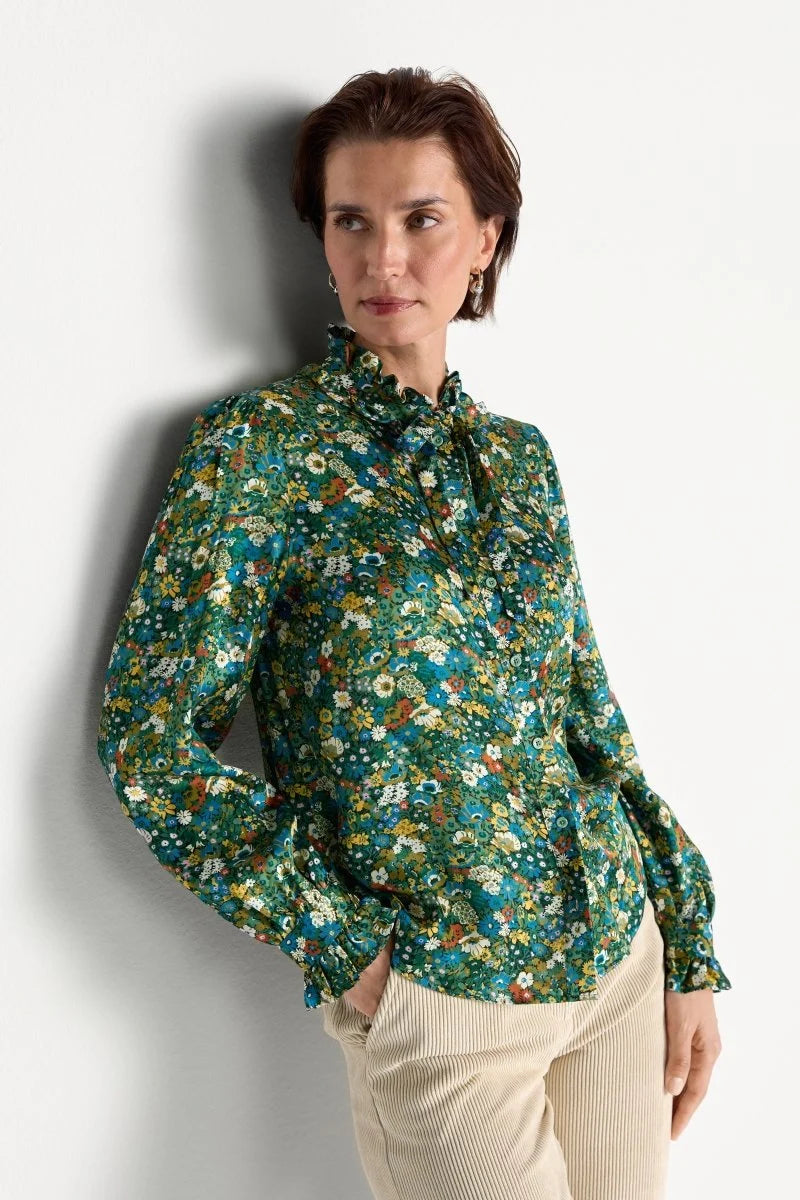 Schluppenbluse mit Blumenprint