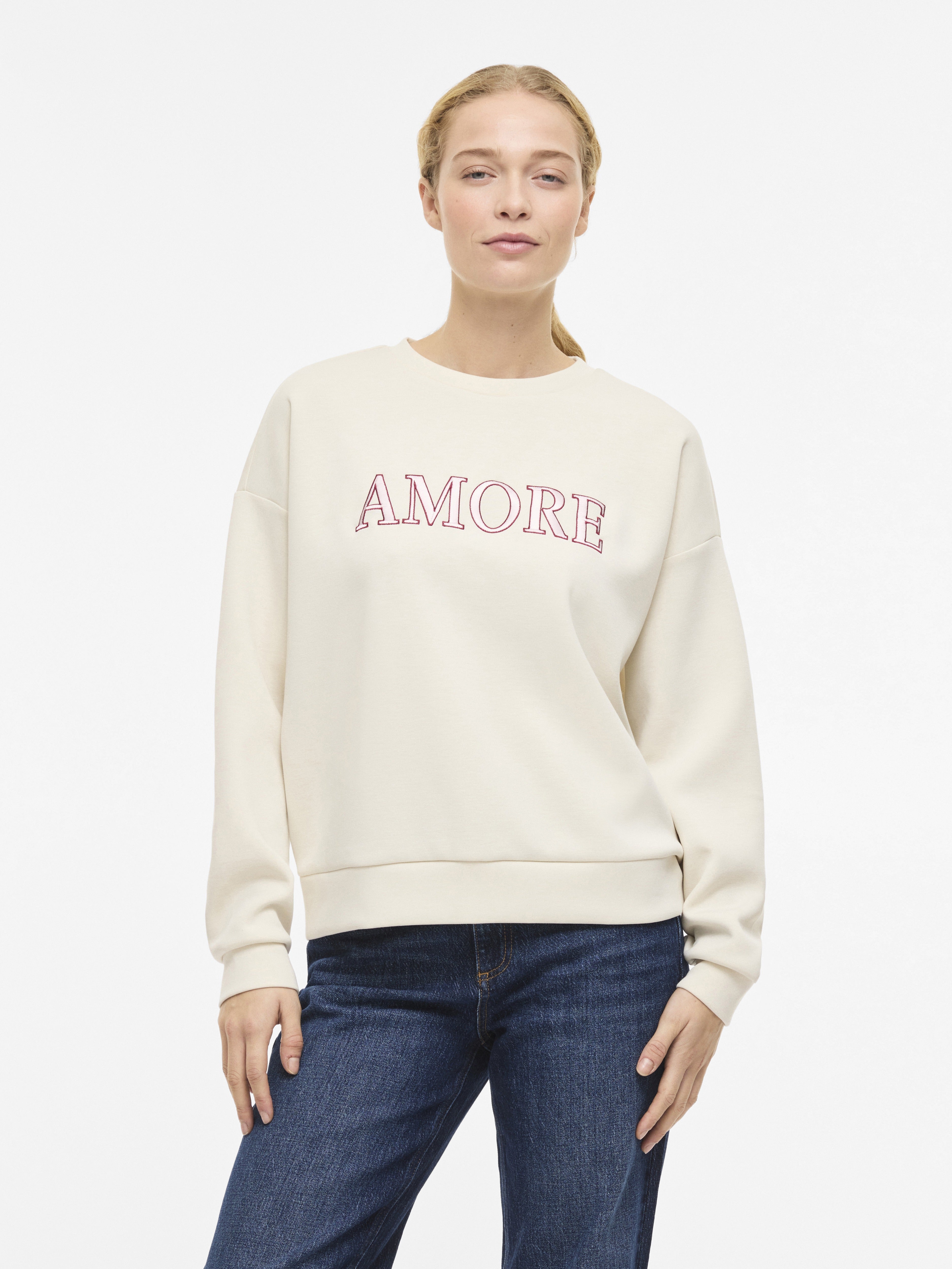 VILA Sweatshirts Birch/Birch Lace
