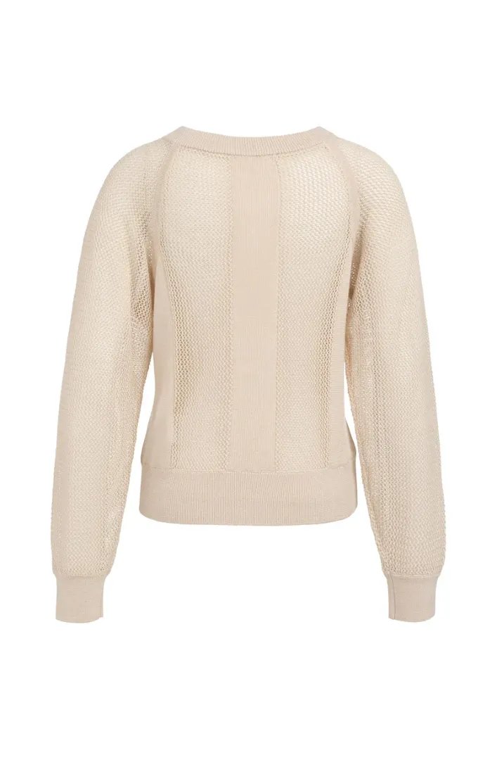 Strickpullover in Netzoptik mit Raglanärmeln