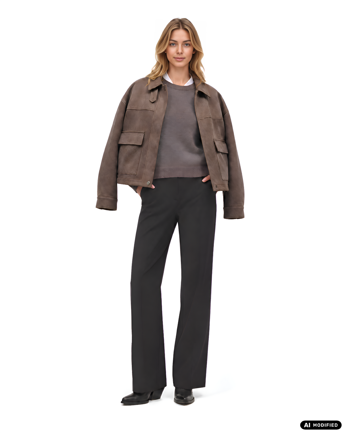 Jacke in Veloursleder-Optik