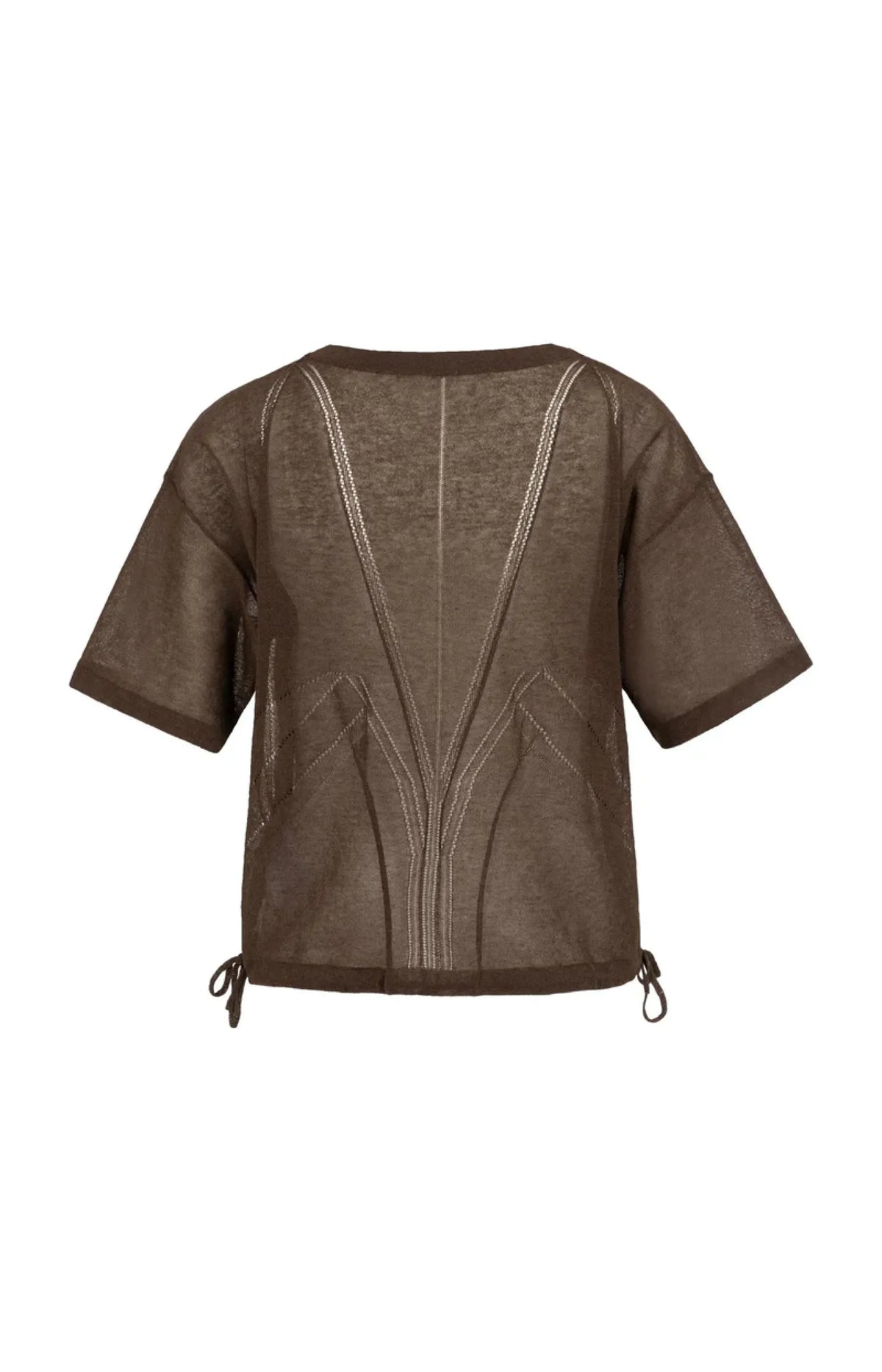 Grobmaschiger Kurzarmpullover mit Ajourmuster