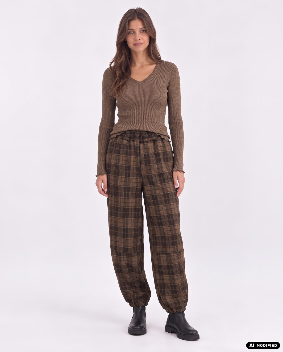 Schlupfhose mit Karo-Muster