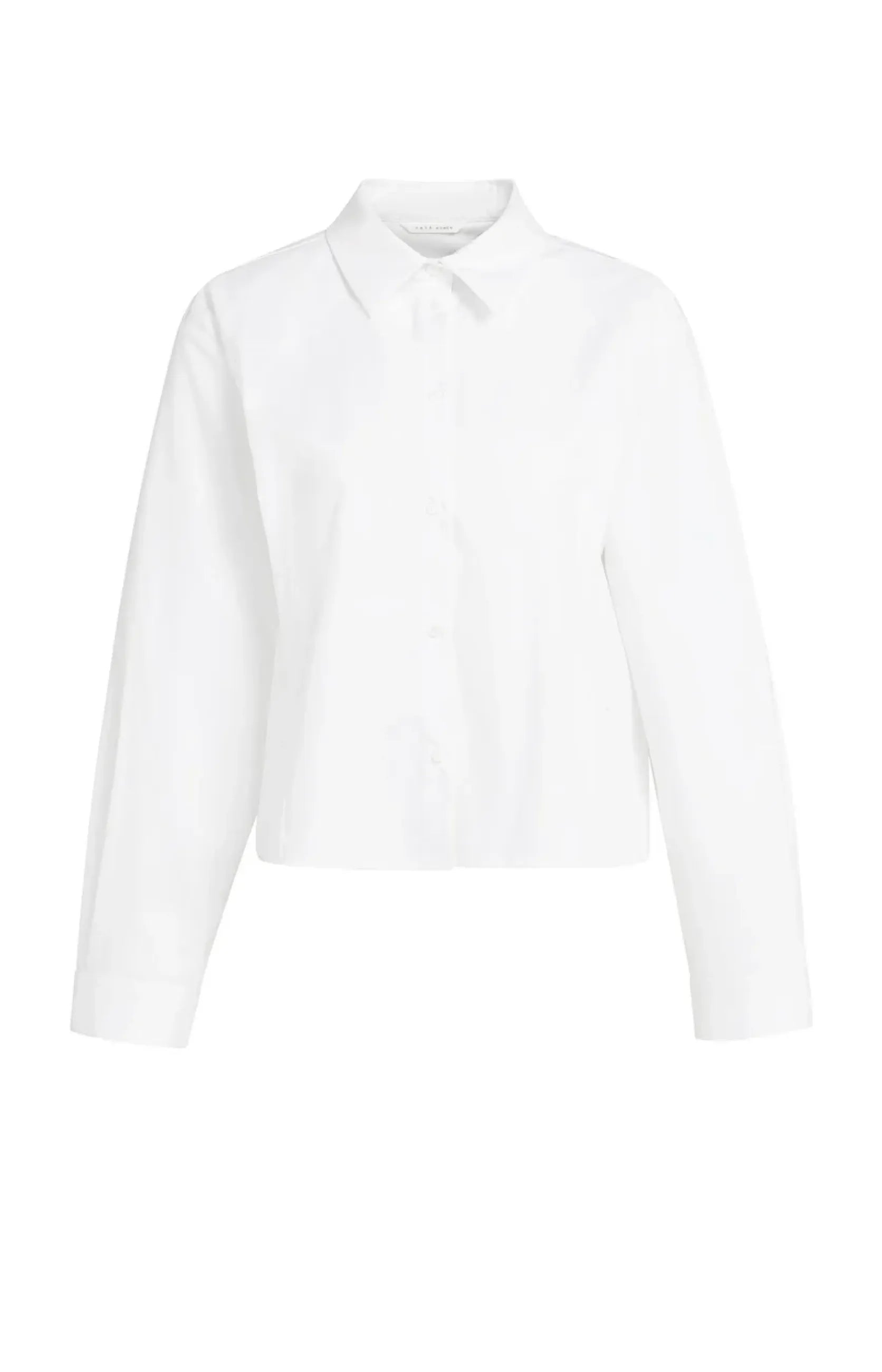 Langärmelige Popeline-Bluse mit verstellbarem Saum