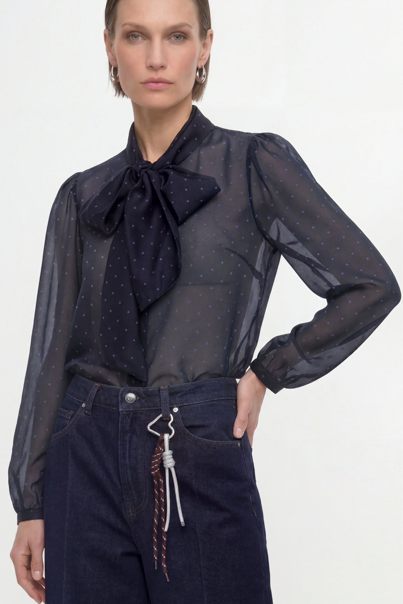 Chiffon-Bluse mit Schluppe