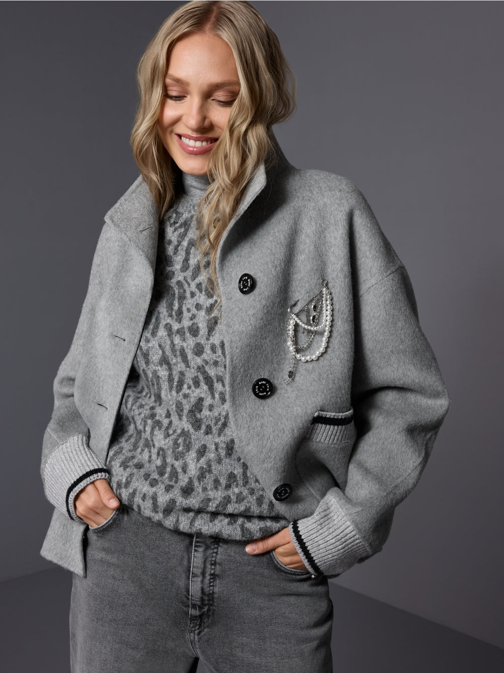 Woll-Jacke mit Stehkragen