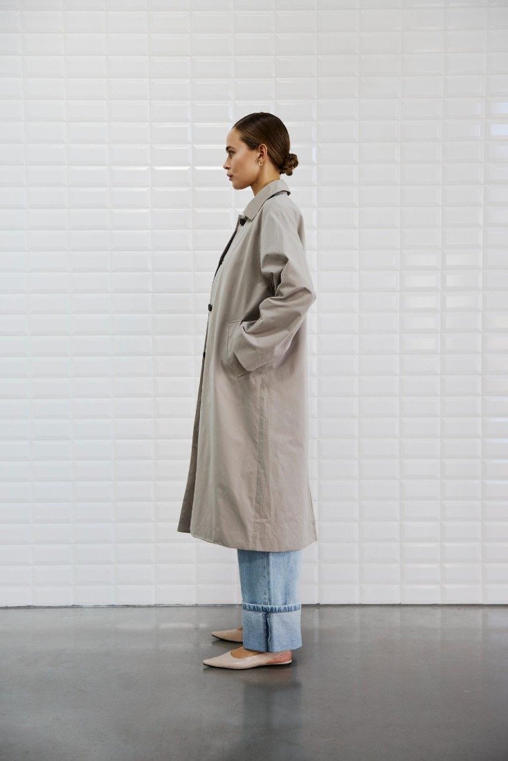 WithBlack Trenchcoats Grey Sand