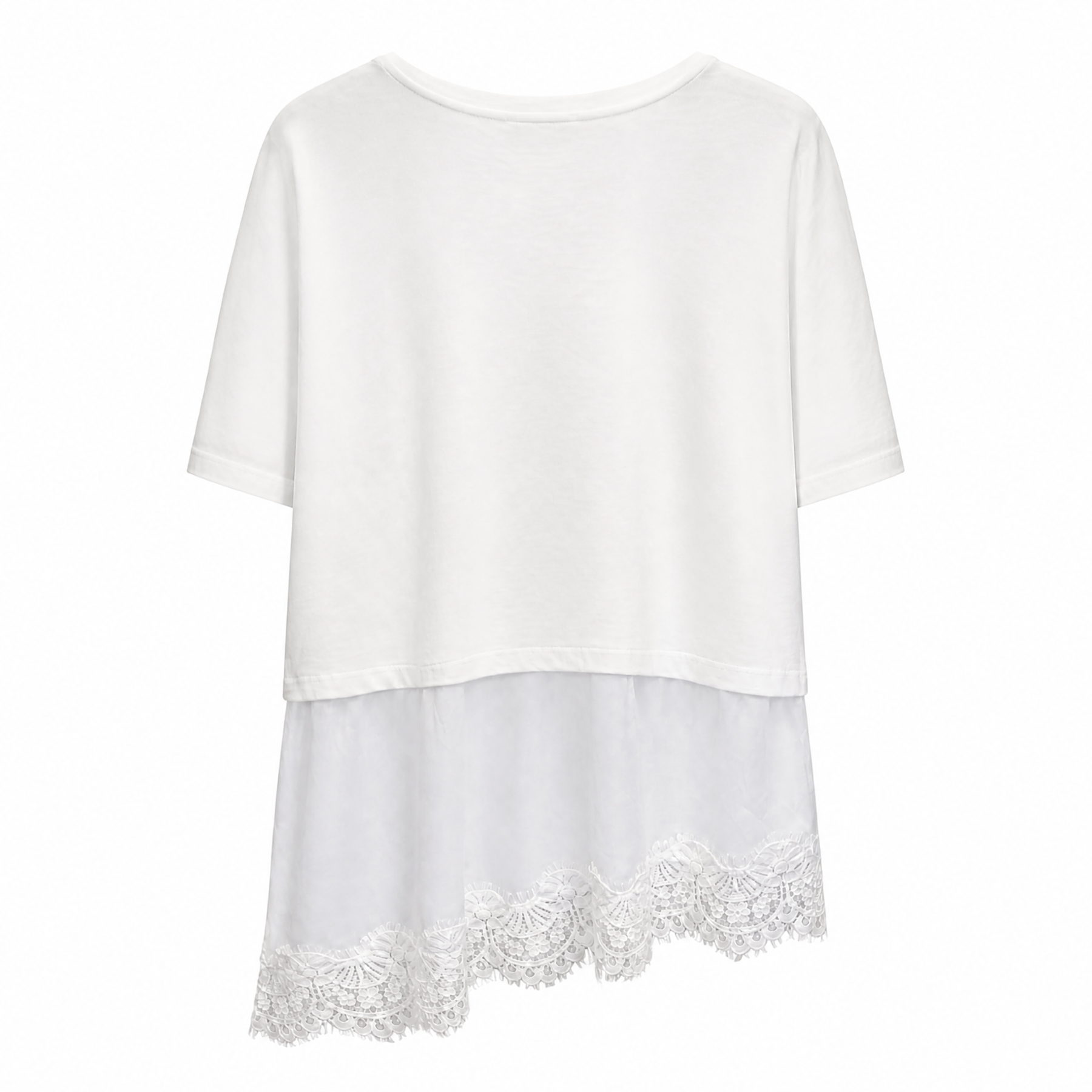 T-Shirt mit Spitzensaum