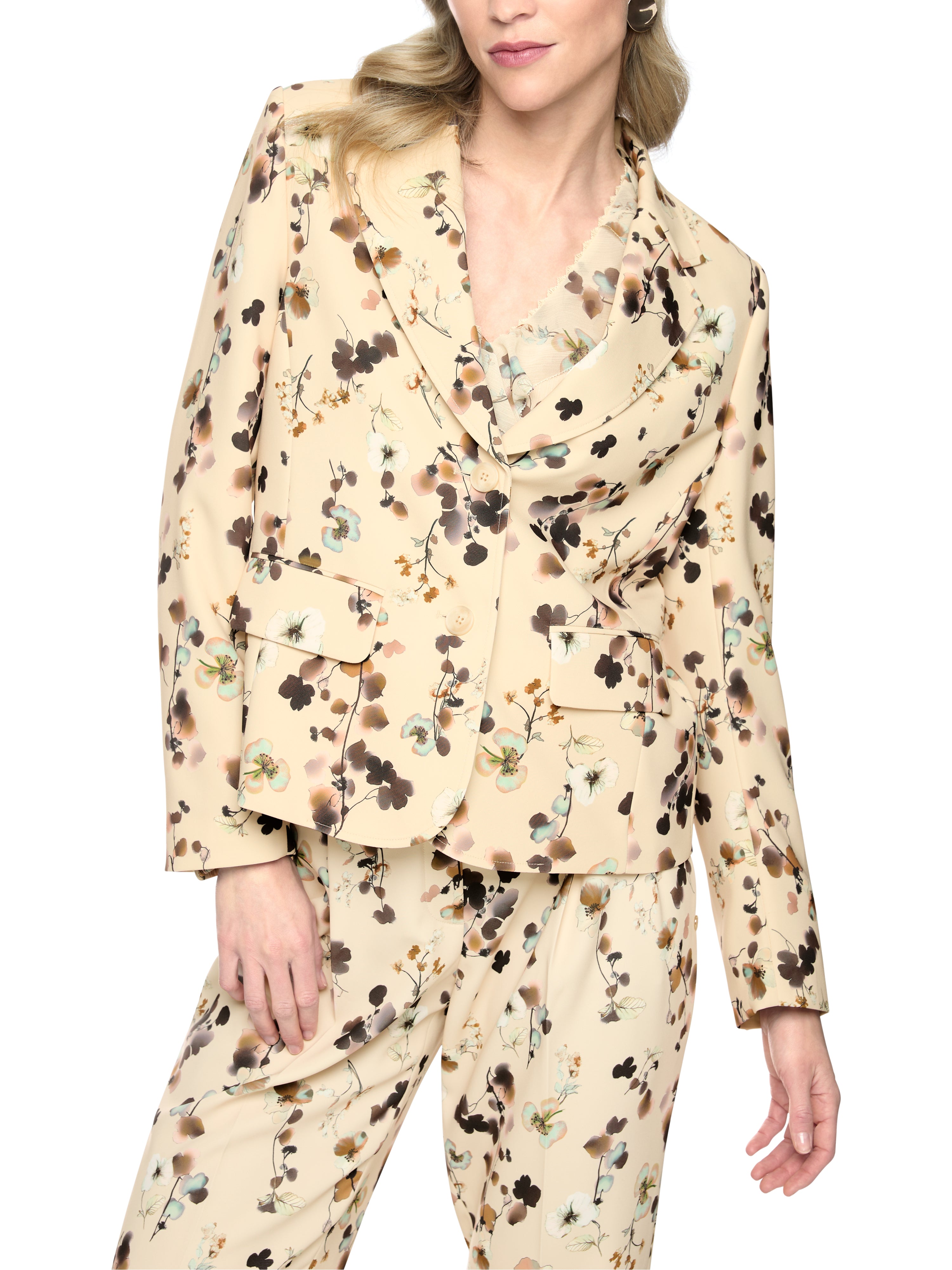 Taillierter Flower-Print-Blazer