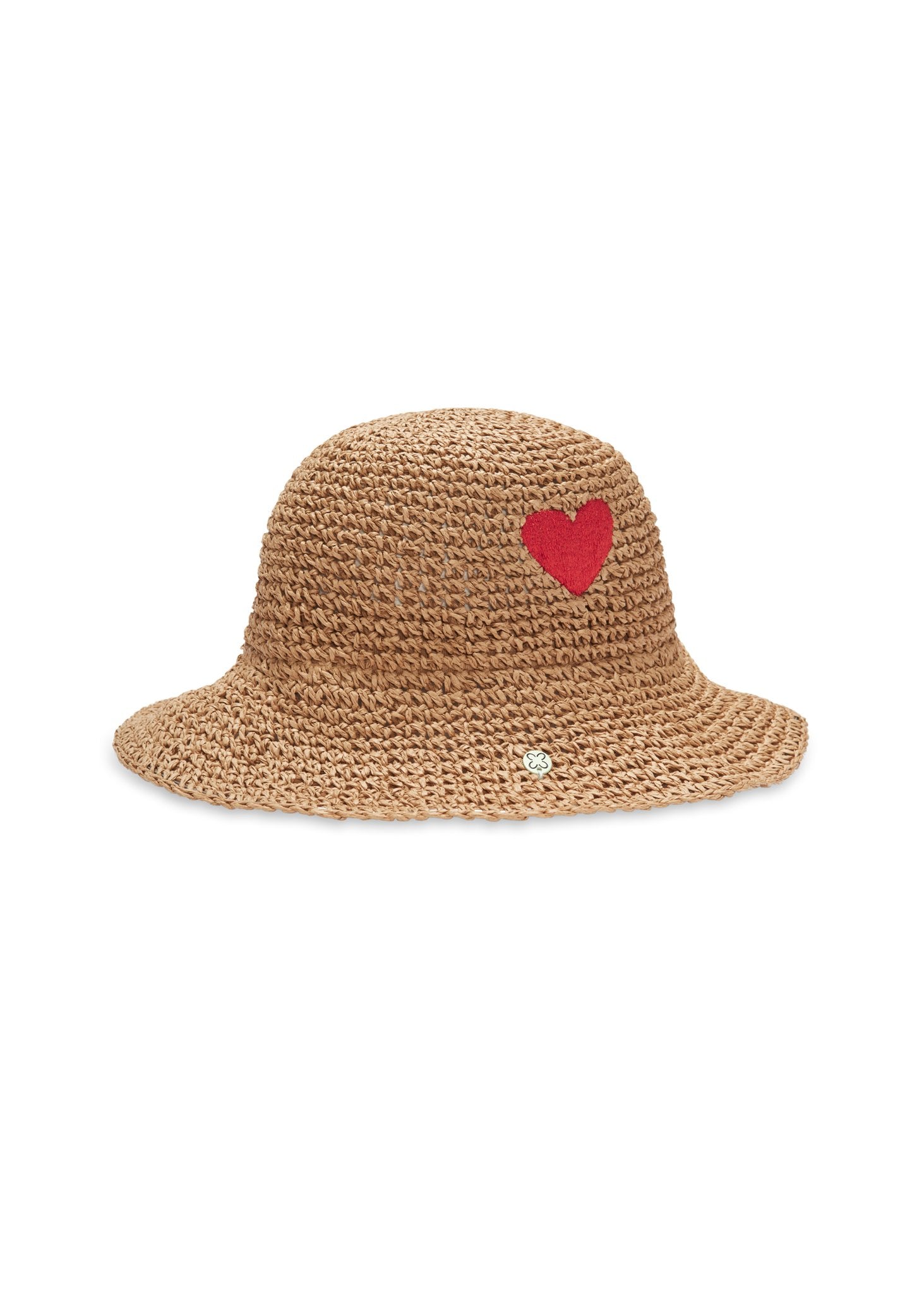Strohhut mit Herz-Stickerei