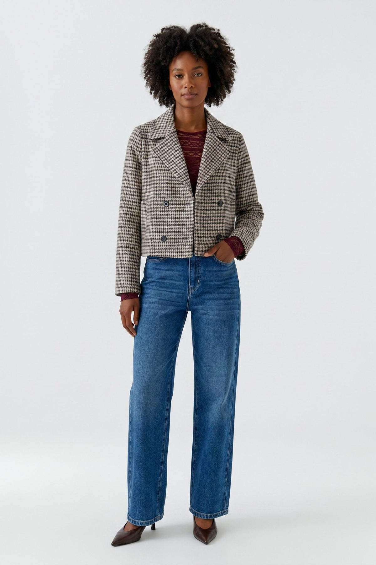 Blazer mit Pepita Jacquard