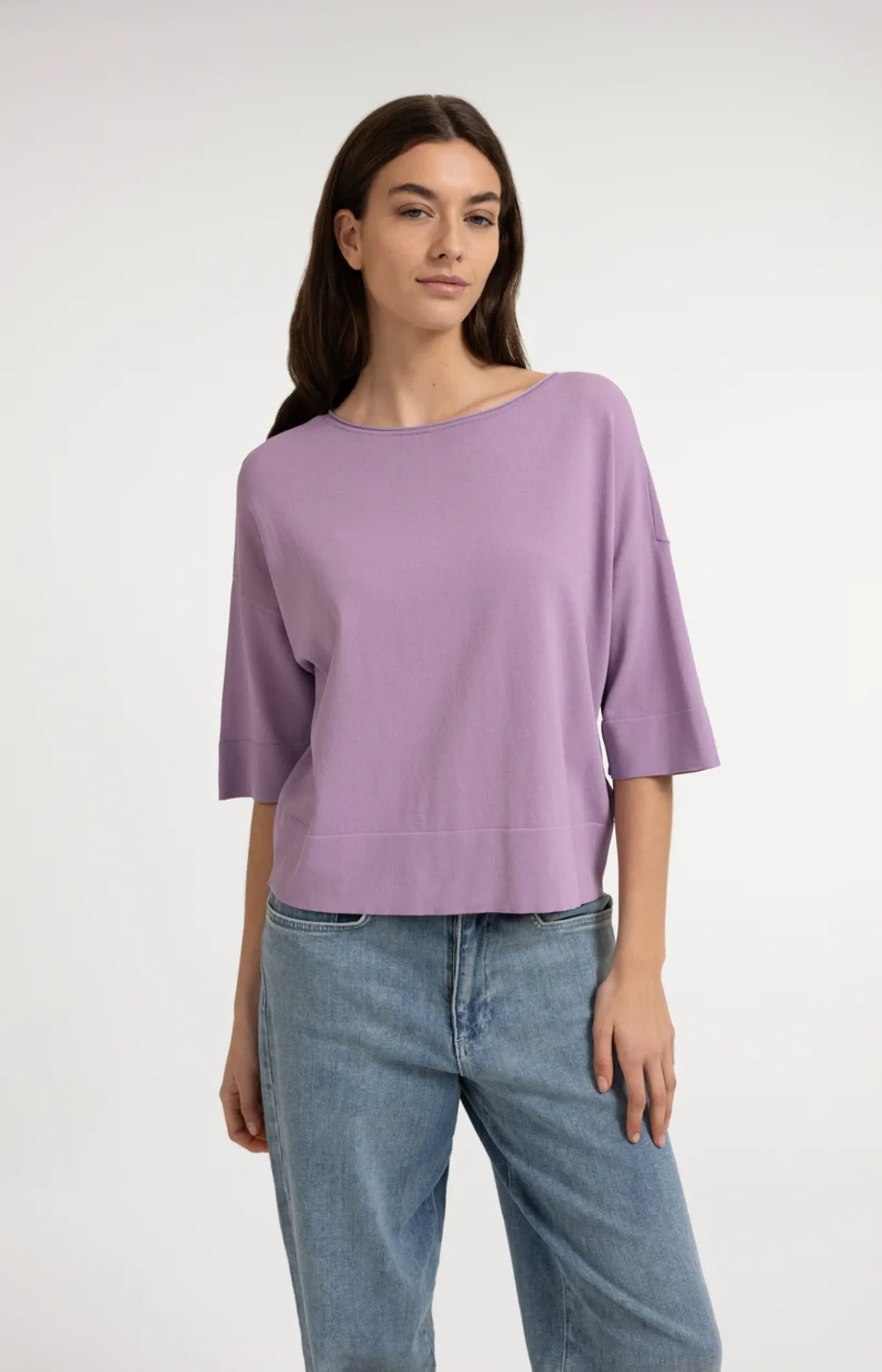 Oversize-Feinstrick-Pullover mit U-Boot-Ausschnitt
