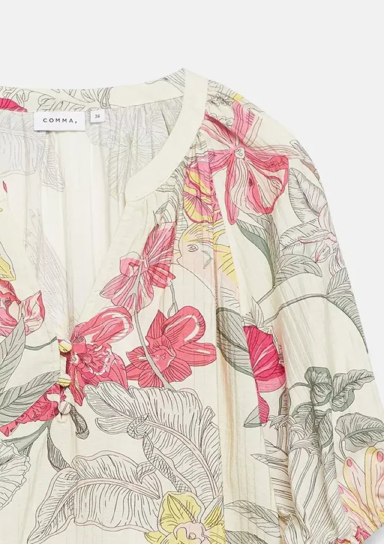 Tunika-Bluse mit floralem Print