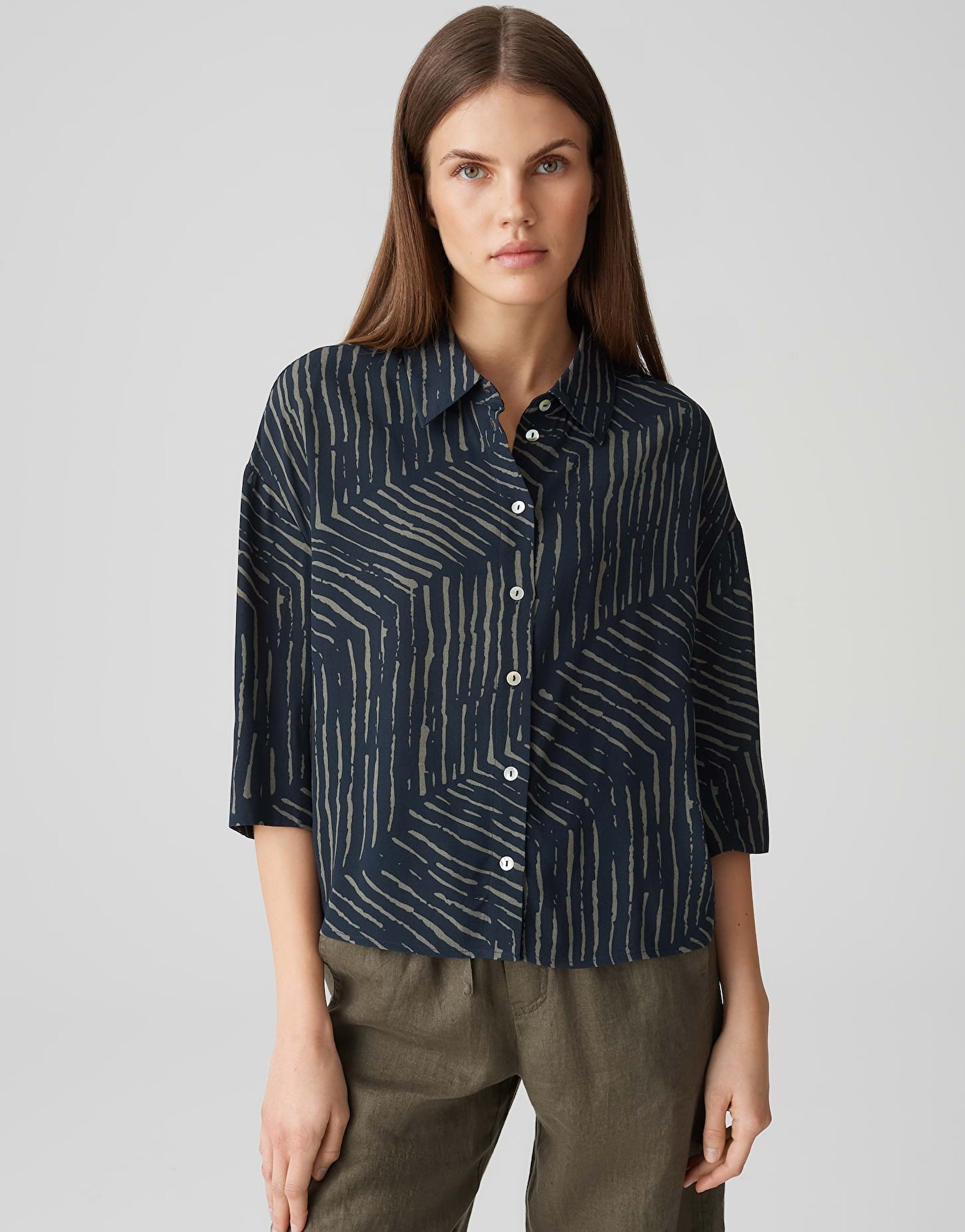 Opus blouses in antracietblauw