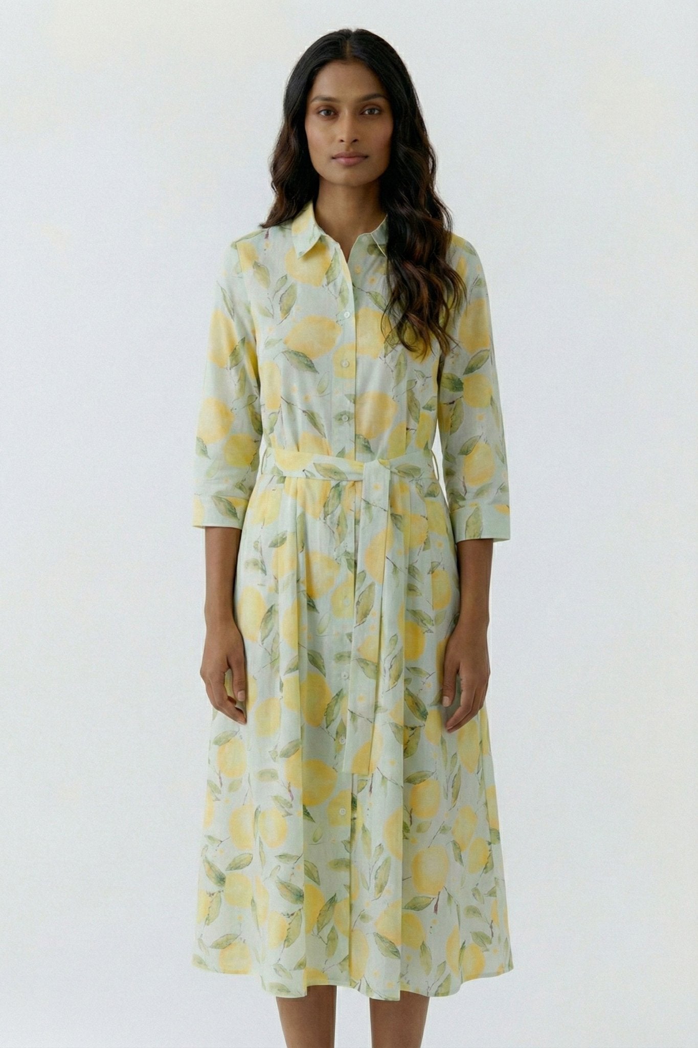 Hemdblusenkleid mit Zitronen-Print