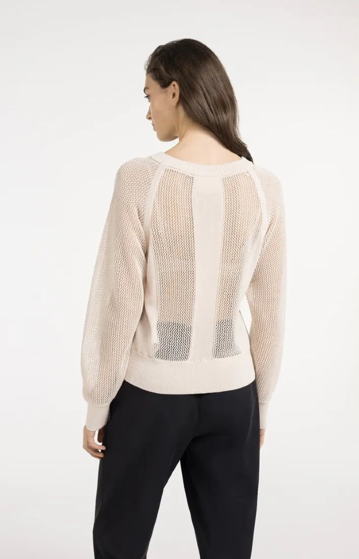 Strickpullover in Netzoptik mit Raglanärmeln