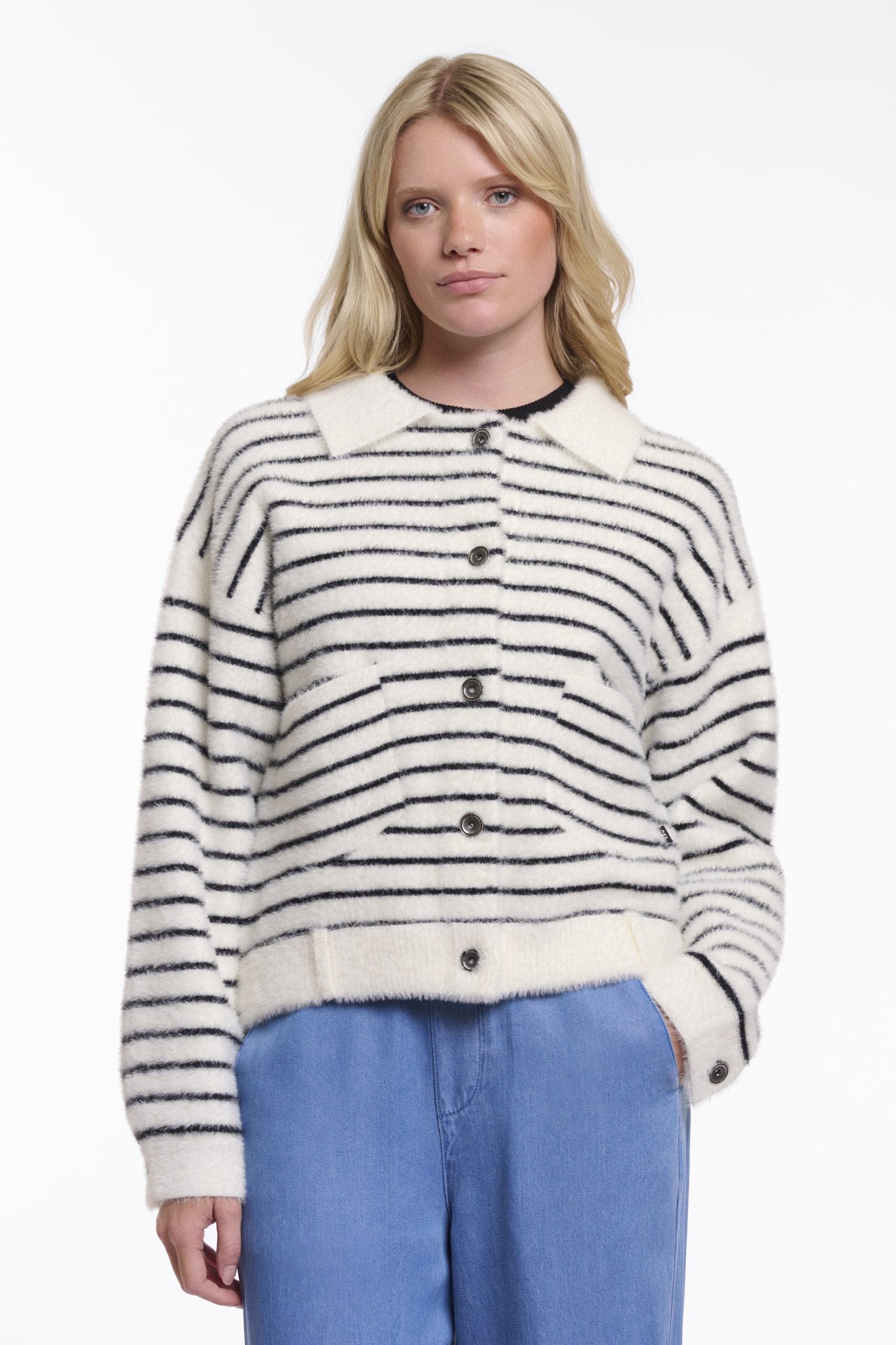 Rino&Pelle Jacken Black White Striped
